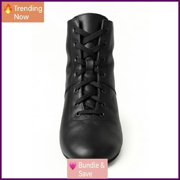 High Top Leather Jazz Dance Boots Split Sole Lace Up - Picture 5 of 8
